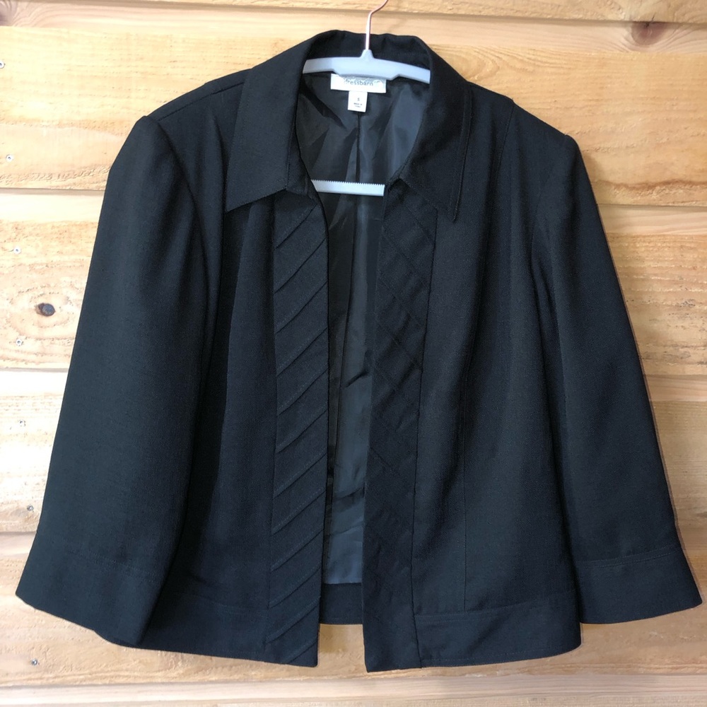 Black 3/4 sleeve open front lined blazer jacket size Small Dress Barn